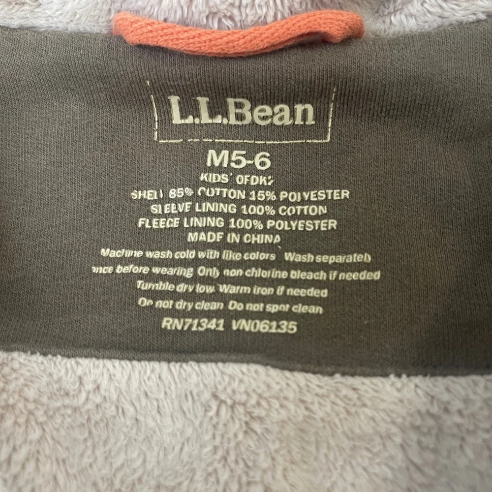 Ll Bean children's Soft Lined Hoodie M 5/6 Green Cotton/poly